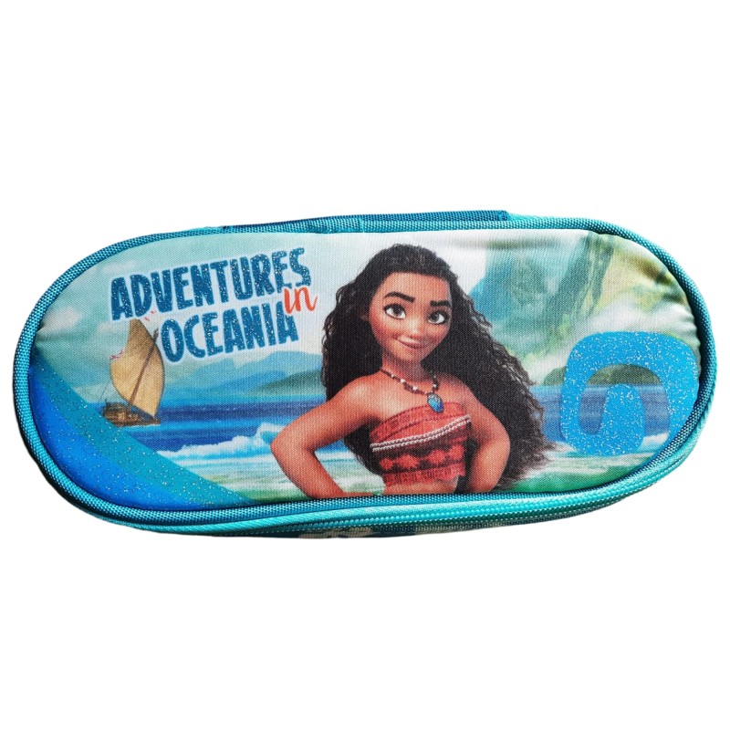 Astuccio Scuola Vaiana Disney Oceania Ovale Organizzato con Tasche e Scomparti – 22,5x10x6,5 cm