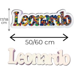 Scritta Portaconfetti 2 in 1 Nomi Frasi in Polistirolo 60x15x6 cm.Vassoio per Confetti ,Cioccolatini Caramelle, Marshmallow.