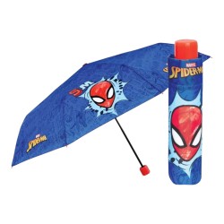 Ombrello Pieghevole Bambino Spiderman Marvel Antivento con Struttura Rinforzata 8 Raggi Chiusura Compatta 23 cm