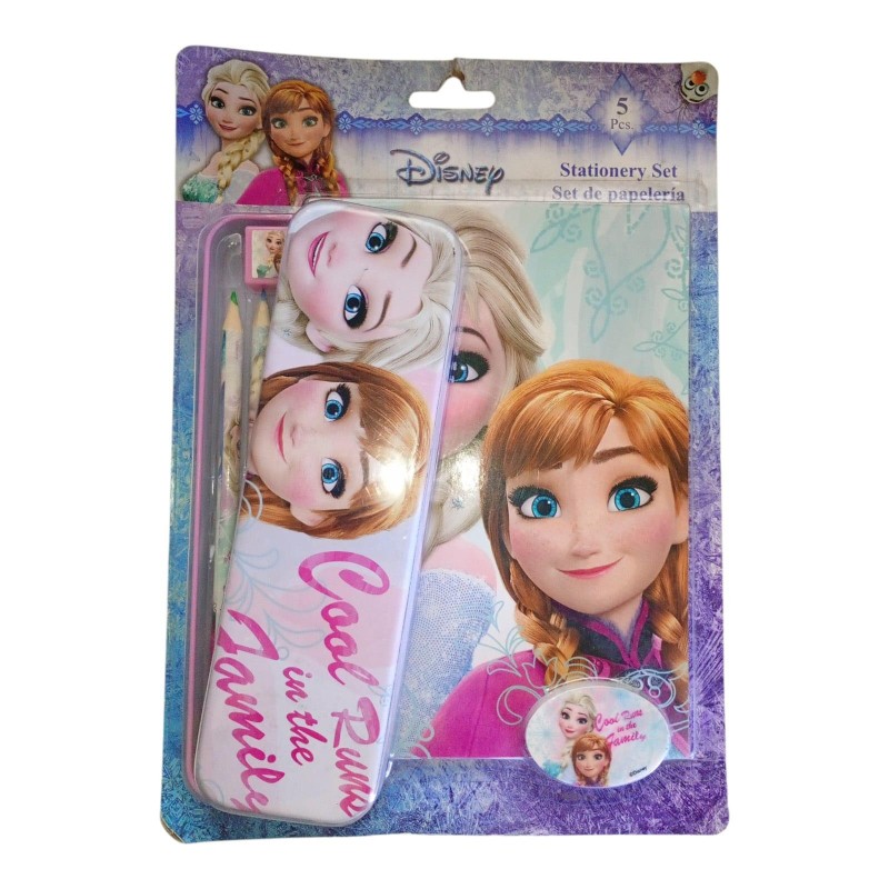 Set Cancelleria Disney Frozen – Kit Scuola 5 Pezzi con Astuccio in Latta e Quaderno Notes