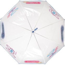 Ombrello Trasparente Cupola Lady – Automatico, Antivento, Stampa Cocktail, Multicolore – Perletti