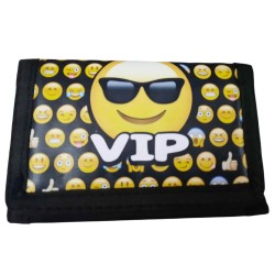Portafoglio Bambini Smile Faccine Emoji – Chiusura in Velcro, Scomparti Interni, 14x10 cm