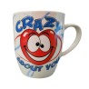 Tazza Romantica in Ceramica “Crazy About You” con Cuore – Tazzone Colazione Idea Regalo Amore, San Valentino, Anniversario