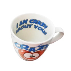 Tazza Romantica in Ceramica “Crazy About You” con Cuore – Tazzone Colazione Idea Regalo Amore, San Valentino, Anniversario