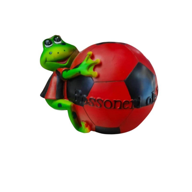 SALVADANAIO PALLONE CON MASCOTTE ROSSONERO OLE' IN RESINA CM 15