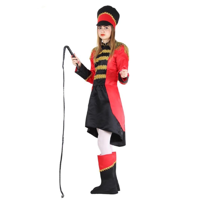 Costume Domatrice Donna Carnevale – Vestito Elegante da Circo per Adulti con Frusta e Cappello