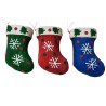 3 APPENDINI ALBERO DI NATALE CALZA ROSSO BLU VERDE DECORAZIONI NATALIZIE