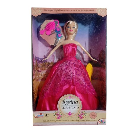 Bambola Regina Gran Gala – Abito da Sogno con Accessori Reali (Specchio, Spazzola e Mollette)
