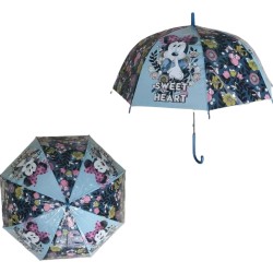 Ombrello Bambina Disney Minnie con Fiori – Ombrello a Cupola Antivento Lungo, Manico in PVC Resistente –48 cm, Età 4-12 anni