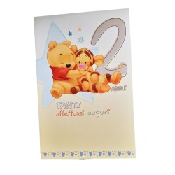 Biglietto Auguri Disney Winnie The Pooh - 2 Anni - Biglietto Compleanno Bimbo e Bimba - 12x17cm