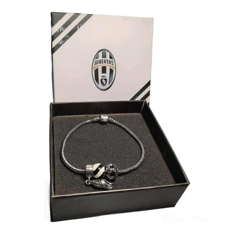 Bracciale Uomo -Donna con tre Charms Juventus ufficiale con scatolo regalo