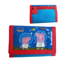 PORTAFOGLIO BAMBINI CON PORTAMONETE A STRAPPO PEPPA PIG & GEORG CM 12
