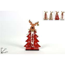 ALBERO DI NATALE LEGNO CON RENNA E CAMPANA