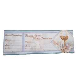 Inviti per Festa di Comunione Celeste/Rosa - Confezione da 15 Biglietti 22,5 x 7,6 cm