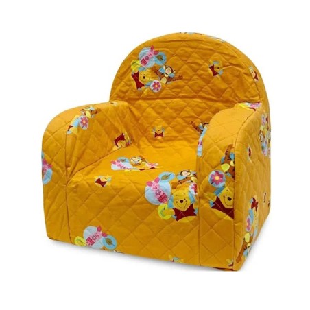 Poltroncina Cameretta Bambini Disney Winnie the Pooh – Sedia Imbottita in Cotone Naturale, Sfoderabile e Trapuntata