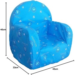 Poltroncina SSC Napoli Ufficiale per Bambini – Poltrona Cameretta in Gommapiuma Sfoderabile 40x35x45 cm