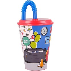 Bicchiere con Cannuccia Saetta McQueen Cars Disney 430ml - Perfetto per Scuola e Tempo Libero dei Bambini