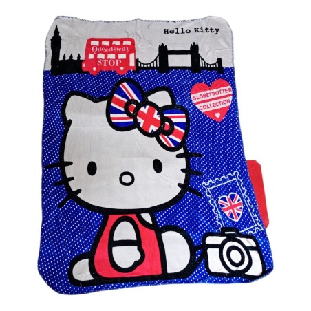 Coperta Plaid Hello Kitty London Globetrotter - Misura 120x140 cm - Morbida e Calda