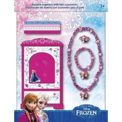 Portagioie in legno Disney Frozen con anello, braccialetto, collana ed elastici -Anna-Elsa