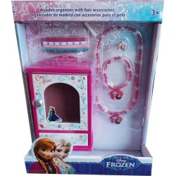 Portagioie in legno Disney Frozen con anello, braccialetto, collana ed elastici -Anna-Elsa