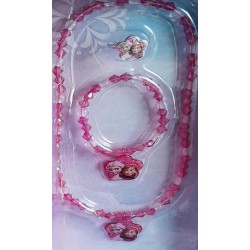 Portagioie in legno Disney Frozen con anello, braccialetto, collana ed elastici -Anna-Elsa