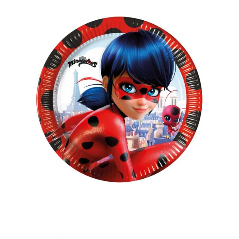 "8 Piatti in Cartone Disney Ladybug Miraculous Ø23 cm – Piatti Feste & Compleanni a Tema Ladybug"