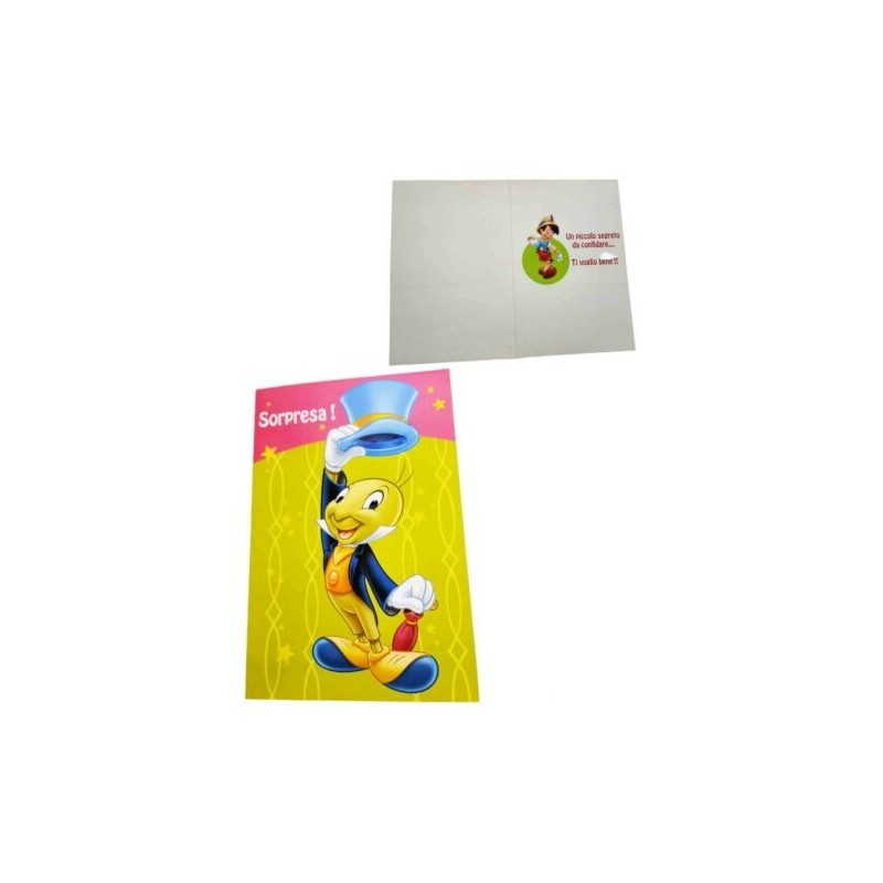 Biglietto Augurale "Ti Voglio Bene" Grillo Parlante & Pinocchio – 17x11 cm