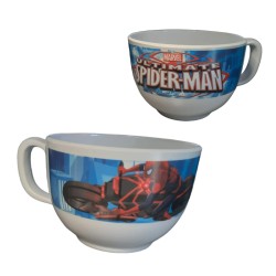 Set Pappa Spiderman in Melamina - Piatto, Tazza e Posate in Zainetto Trasparente