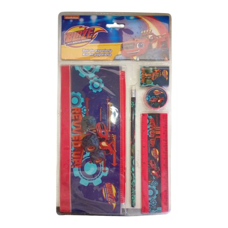 Set Cancelleria Blaze 5 Pezzi – Astuccio, Matita, Gomma, Temperamatite e Righello