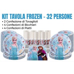 Coordinato Festa Frozen Disney – Kit Party Compleanno Anna ed Elsa (Piatti, Bicchieri, Tovaglioli)