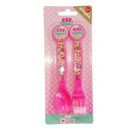 Set Posate Cry Babies (2 pz) – Forchetta e Cucchiaio in Plastica BPA Free