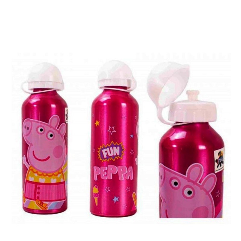 Borraccia Peppa Pig in Alluminio 500ml Ecologica con Beccuccio Igienico e Tappo Leggera e Resistente per Scuola e Sport