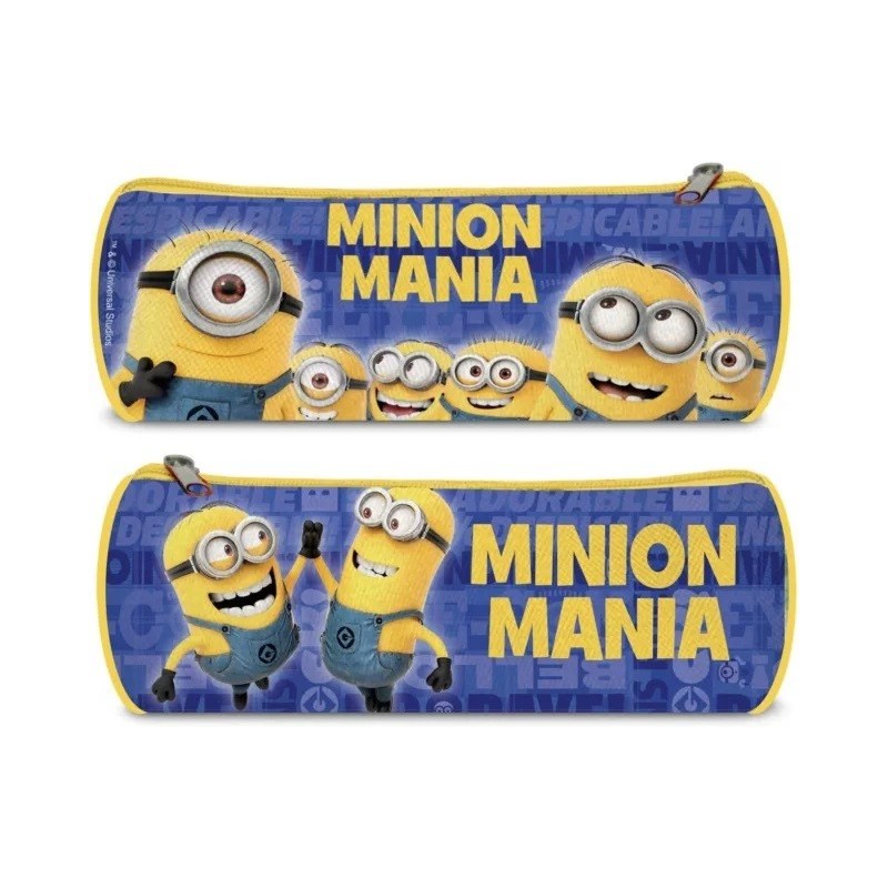 Astuccio Tombolino Scuola Minions – Portacolori Cilindrico per Bambini, Misura 22x8x8 cm