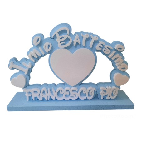Centro tavola Festone Polistirolo IL MIO BATTESIMO Personalizzato con Cuore 50x28x5cm