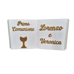 CENTRO TAVOLA LIBRO PRIMA COMUNIONE CON CALICE GLITTERCM 60