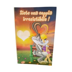 BIGLIETTO AUGURALE MATRIMONIO Bugs Bunny -17X11 CM