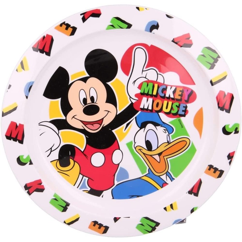 Piatto Piano Mickey Mouse Disney in Plastica – Adatto al Microonde, Ø 22 cm