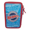 Astuccio Triplo Hot Wheels con 44 Pezzi – 3 Zip – Completo con Pennarelli Giotto e Pastelli Colorati – Set Scuola Bambini