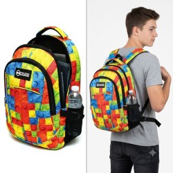 Zaino Scuola Americano "Mattoncini" – 3 Scomparti, Resistente e Ergonomico (31x42x20 cm)