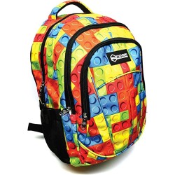 Zaino Scuola Americano "Mattoncini" – 3 Scomparti, Resistente e Ergonomico (31x42x20 cm)