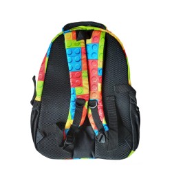 Zaino Scuola Americano "Mattoncini" – 3 Scomparti, Resistente e Ergonomico (31x42x20 cm)