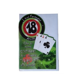 BIGLIETTO AUGURALE COMPLEANNO 18 ANNI 17X11 CM
