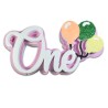 Scritta “ONE” Rosa con Palloncini – Centro Tavola in Polistirolo – Decorazione Primo Compleanno Bambina (40×22 cm)