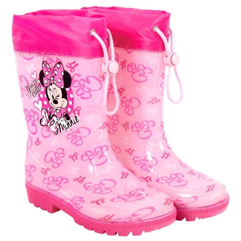 Stivaletti Pioggia Bambina Disney Minnie, Taglia 26-27, Stivali Antiscivolo Impermeabili in Gomma Rosa