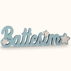 SCRITTA CENTROTAVOLA IL MIO BATTESIMO CON STELLE IN POLISTIROLO cm 50