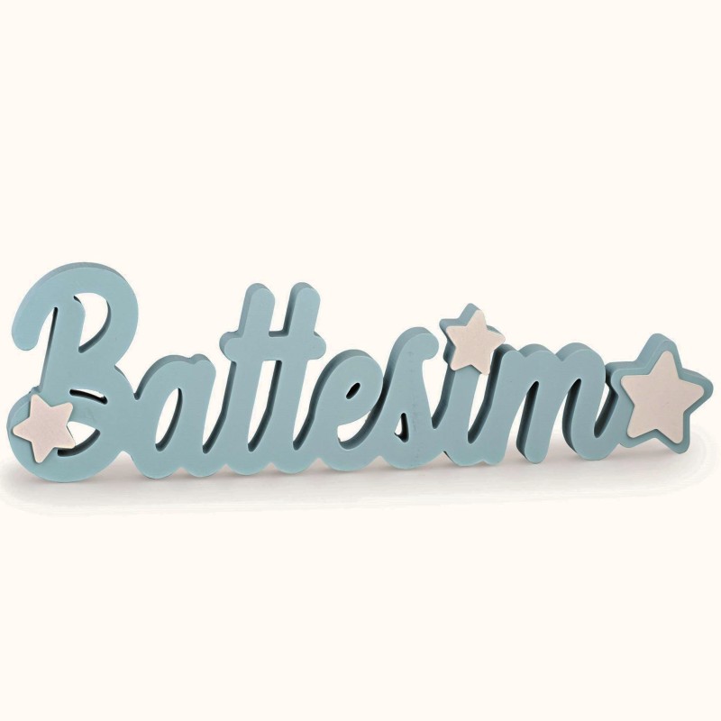 SCRITTA CENTROTAVOLA IL MIO BATTESIMO CON STELLE IN POLISTIROLO cm 50