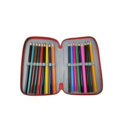 Astuccio Scuola 3 Zip Marvel Spiderman Uomo Ragno | Completo con Pennarelli Giotto, Matite, Penne e Accessori