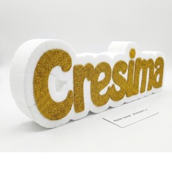 Centrotavola Scritta "La Mia Cresima" in Polistirolo – Oro Glitter – 30x10 cm