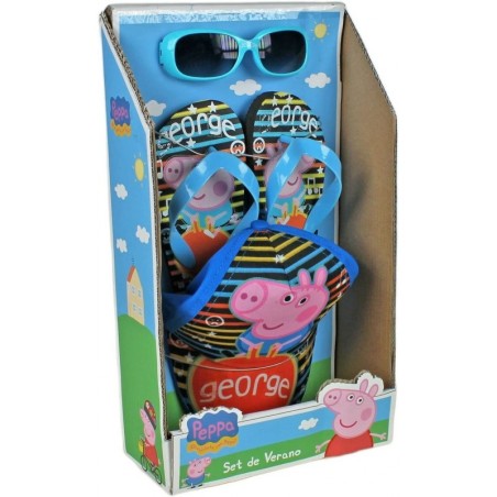 Set Mare 3 Pezzi George Pig – Cappellino Visiera, Infradito e Occhiali da Sole