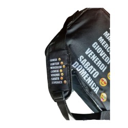 Tracolla regolabile Scuola viaggio Porta Pc Tablet in Eco-Pelle Nera con Faccine